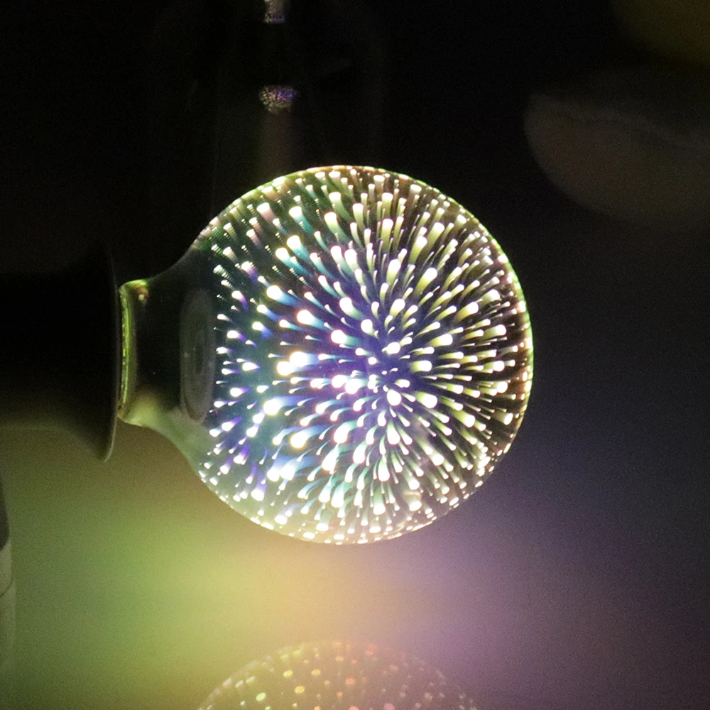 BORUiT 110 220 V Светодиодный настольный светильник E27 G95 G80 3D украшение лампы новинка RGB фейерверк Праздничные огни для нового года Рождества