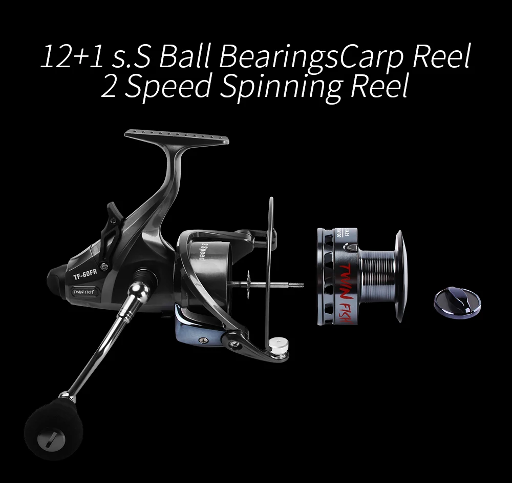 RoseWood 2 Speed 6.31 4.31 Front And Real Dual Braking Spinning Reel 12+1 S.S Bearings Carp Fishing Reels + Spare Spool  (4)