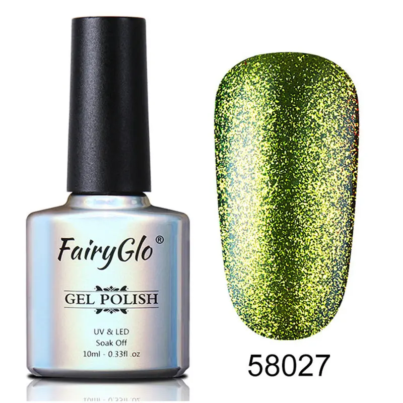 FairyGlo, 10 мл, Платиновый Гель-лак для ногтей, Полупостоянный лак для ногтей, блестящий Гель-лак, впитывающий УФ-гель для ногтей, эмалированный лак - Цвет: 58027