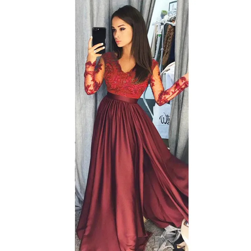 

Women Lace Party Ball Prom Gown Formal Cocktail Vintage Long Leeveless V neck Long Dress