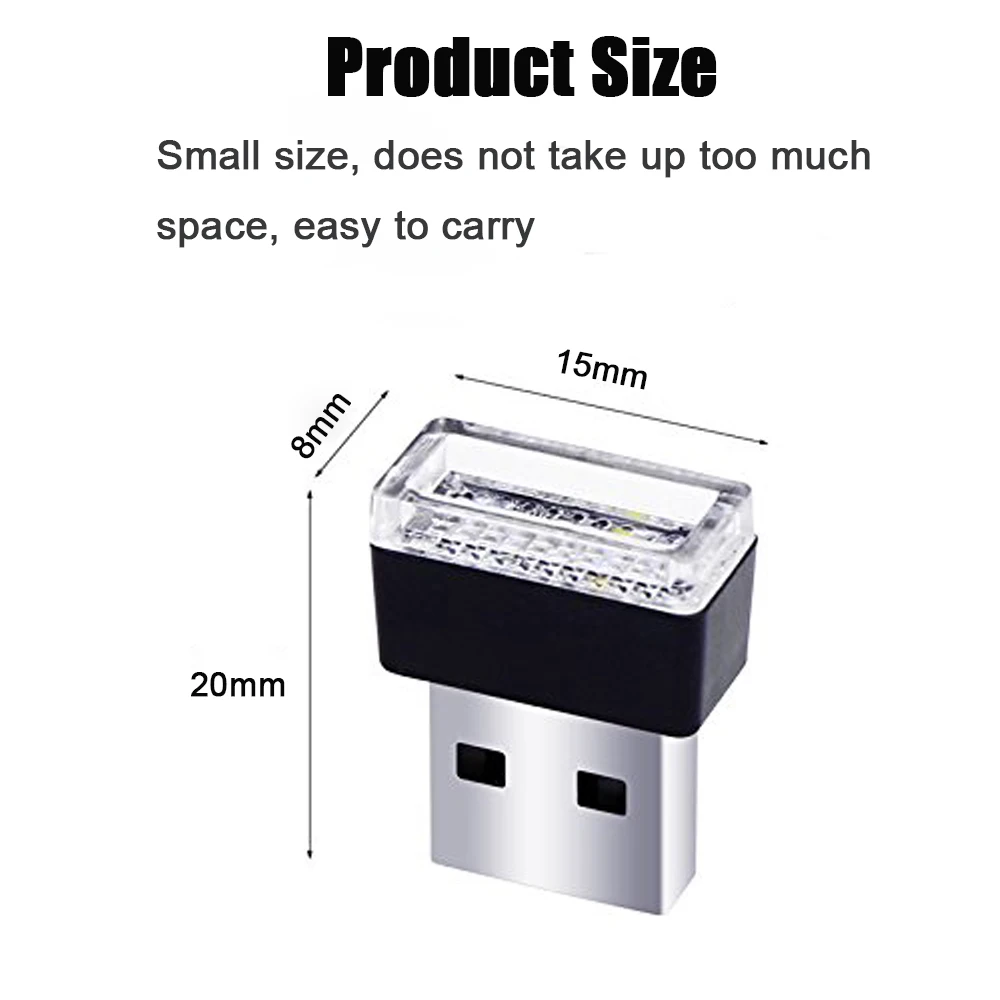 2 шт., Автомобильный USB светодиодный светильник, декоративная лампа, аварийное освещение, универсальный портативный ПК, подключи и играй, красный/синий/белый