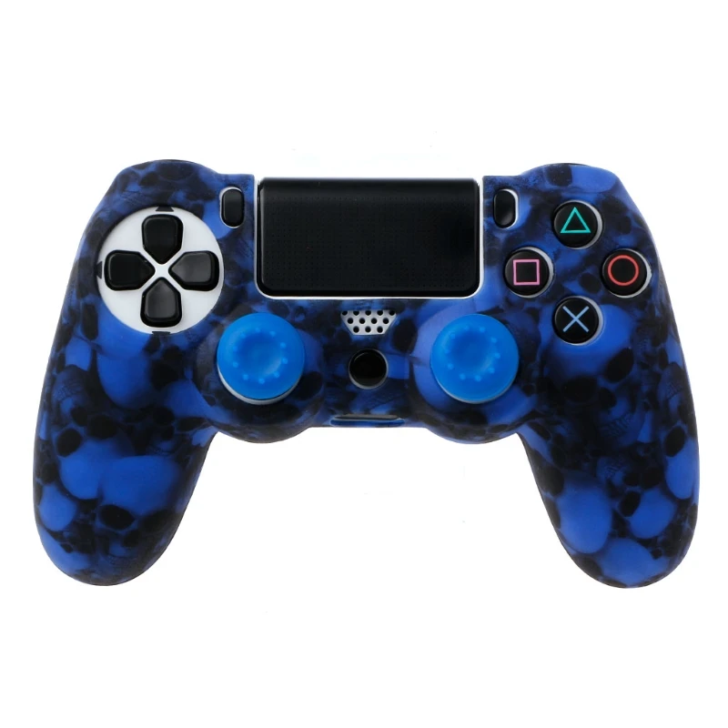 

2019 Soft Silicone Gamepad Cover Case + 2 Joystick Caps Colorful Anri-slip Protective Cover For PS4 Pro Slim Game Controller