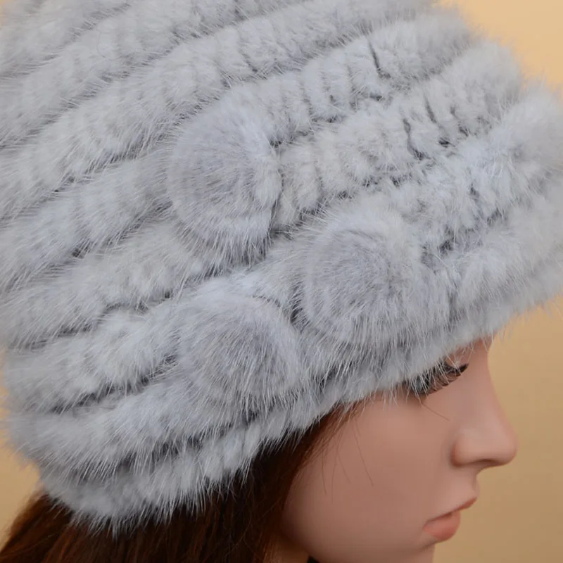 mink fur hat 3flowers grey 4