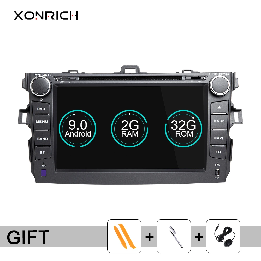 Xonrich 2 Din Android 9 0 автомобильный DVD мультимедийный плеер для Toyota Corolla 2007 2008 2009 2010 2011