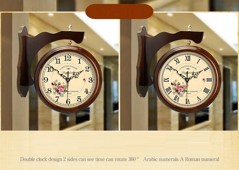 GD #2163 большой двойными бортами творческая гостиная OSTAR часы Американский Пастырское Европейский Mute кварцевые часы Бесплатная доставка