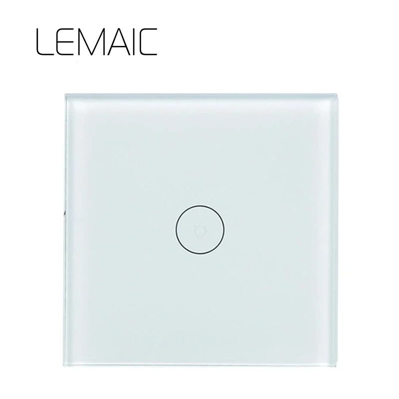 

LEMAIC UK 1 Gang 1 Way WiFi Smart Switch Wireless Light Wall Touch Panel Work with Amazon Alexa Google Home Touch Screen