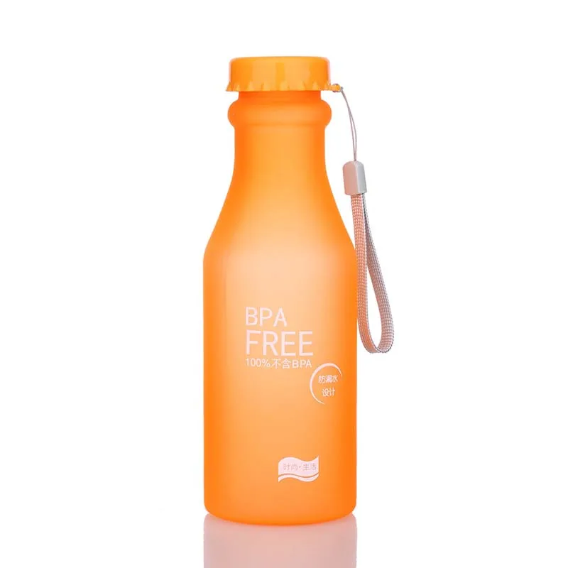JOUDOO 500 мл портативная Герметичная Бутылка Для Воды на открытом воздухе Велосипедный спорт Питьевая небьющаяся пластиковая бутылка для воды 10 - Цвет: Frosted orange