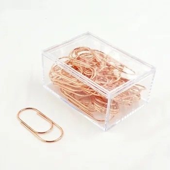 

Luxury 50pcs/box 50mm Rose Gold Pink Paperclips Electroplating Metal Paper Clips Photo Clip Paper Clips Decorative Stationary