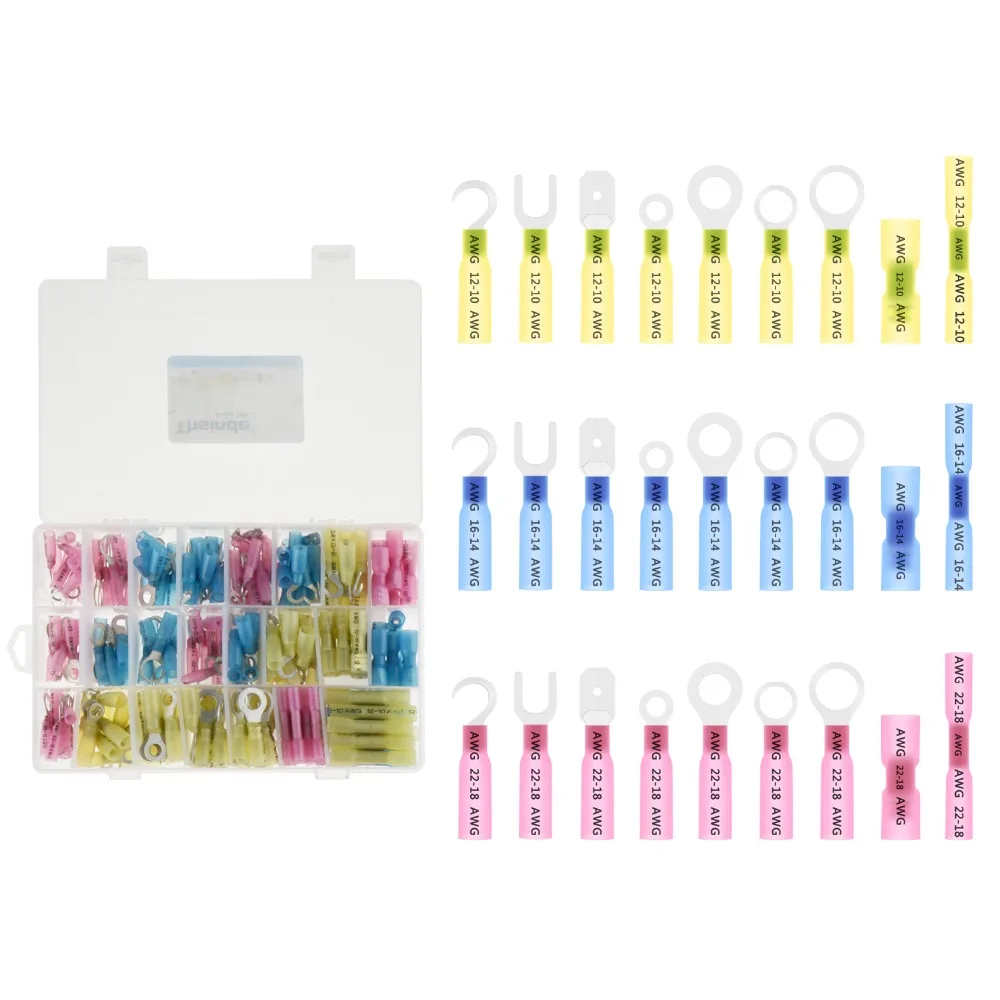

Heat Shrink Wire Connectors, Sopoby Marine Electrical Terminals Kit, Waterproof Automotive Ring Set