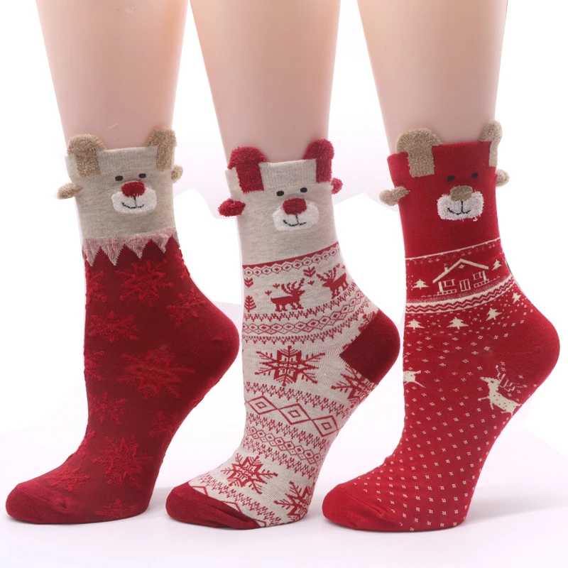 3 Pairs Baby Girls Socks Winter Warm Christmas Design Novelty Socks Xmas Gift 