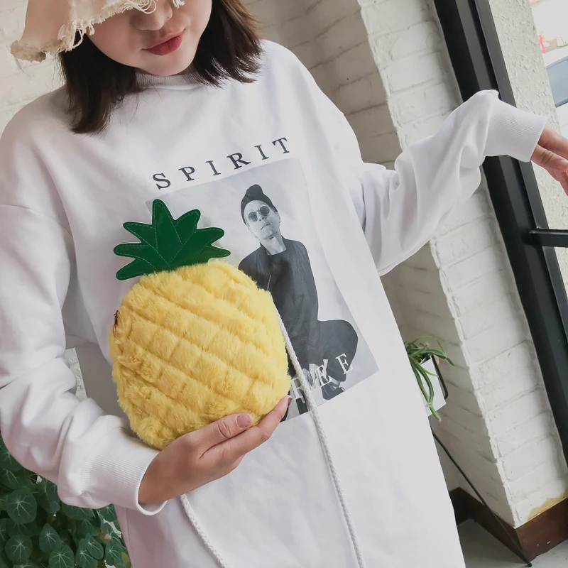 JANESPRI Women Velour CrossBody Bags Pineapple Shaped Box Female Handbags Messenger Bag for Girls Lady Cute Shoulder Bags Bolsas (22)