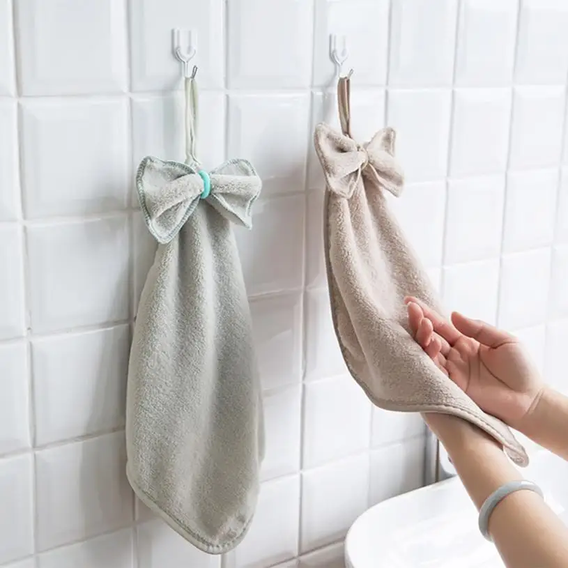 Towel Quick drying Coral velvet Hanging Hand Towels kitchen towel