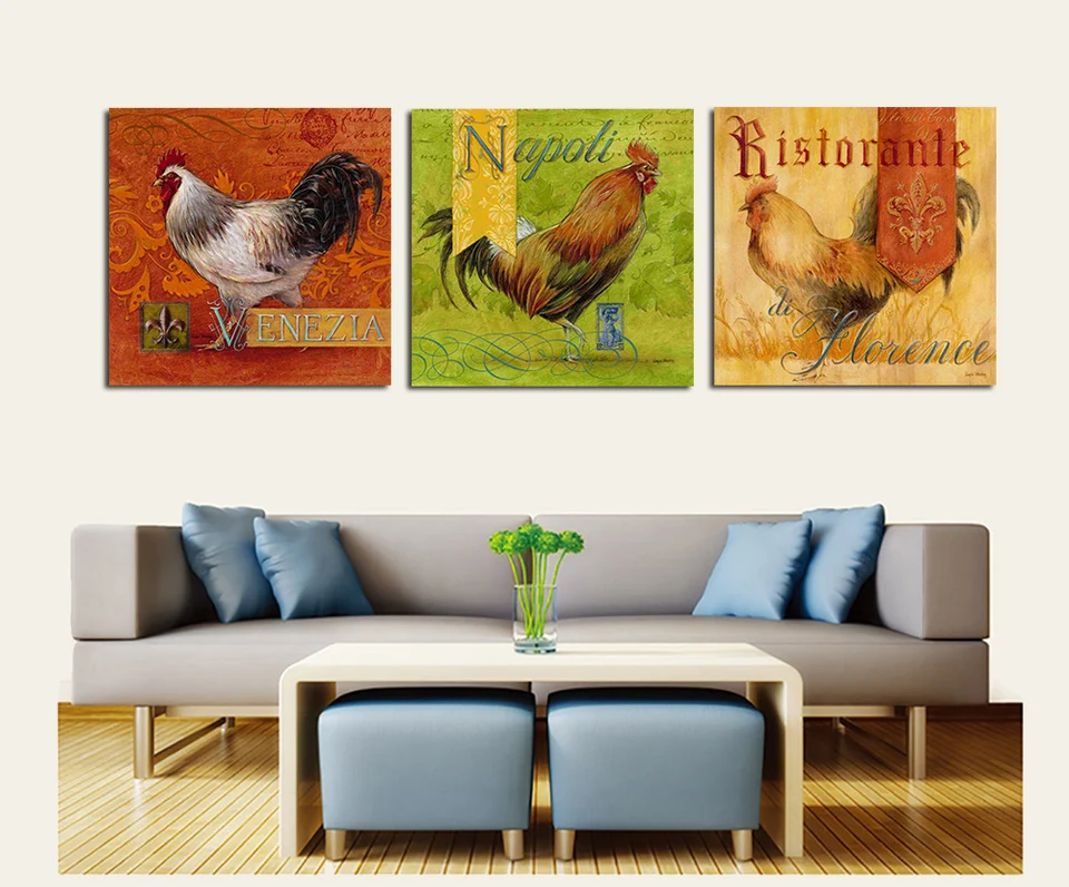 Venta Directa 3 Uds Arte De Pared Sobre Big Cock Combinacion De