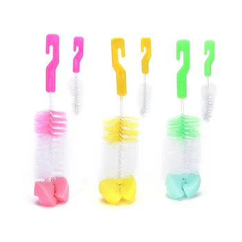 

360 Degree Teat Teapot Nozzle Spout Tube Nylon Cleaning Baby Milk Bottle Nipple Clean Brushes Sponge Cleaner with Pacifier Brush