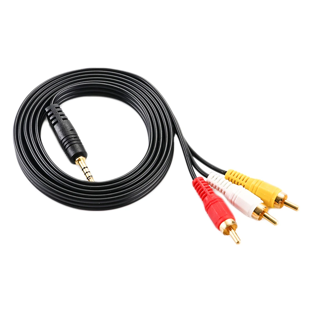 

Vapeonly 3.5mm Jack to 3 RCA Male Plug Adapter Cable DVD Audio Converter Line 3.5mm to RCA Male Video TV AV Cable Wire Cord 1.5M