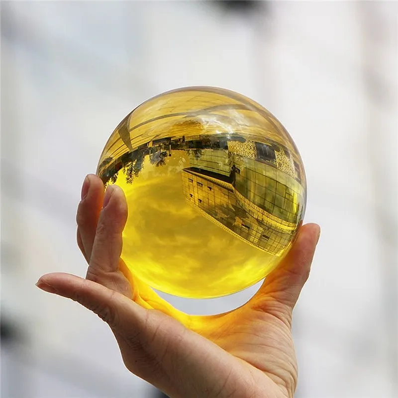 Yellow Color Transparent Clear Crystal Ball Glass Ball With Base For