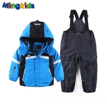Mingkids осень весна демисезонный комплект для мальчиков куртка и комбинезон лыжный костюм Дети Верхняя Одежда Водонепроницаемый Ветрозащитный финляндия