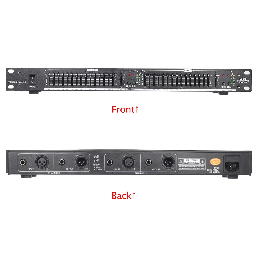 Высокое качество EQ-215 двухканальный 15-полосным эквалайзером 1U Держателя Шкафа