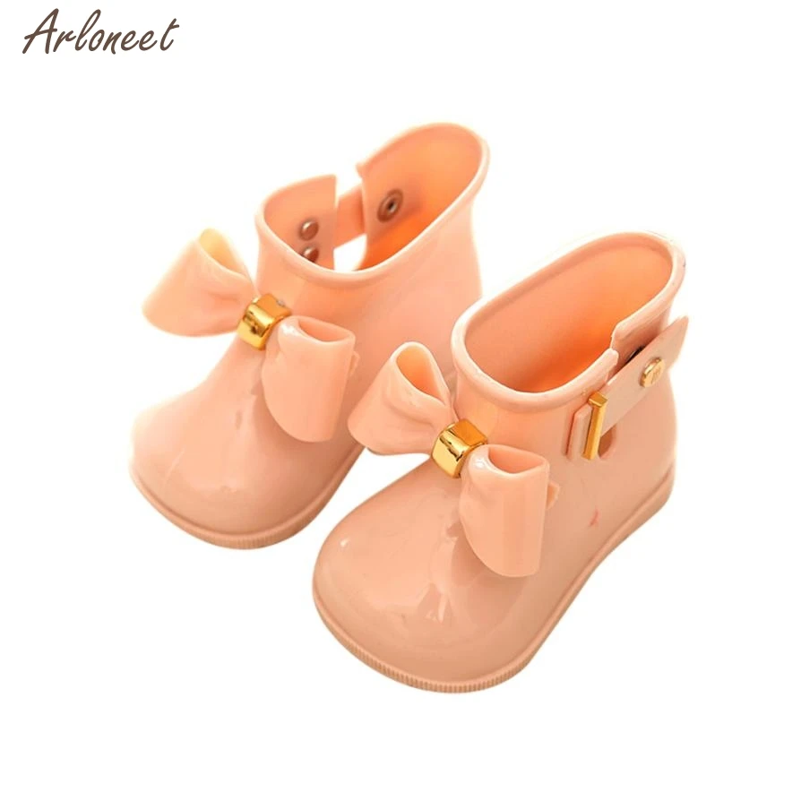 Детская обувь летние милые детские калоши обувь для девочек детская обувь с бантом для дождливой погоды 27 - Цвет: Розовый