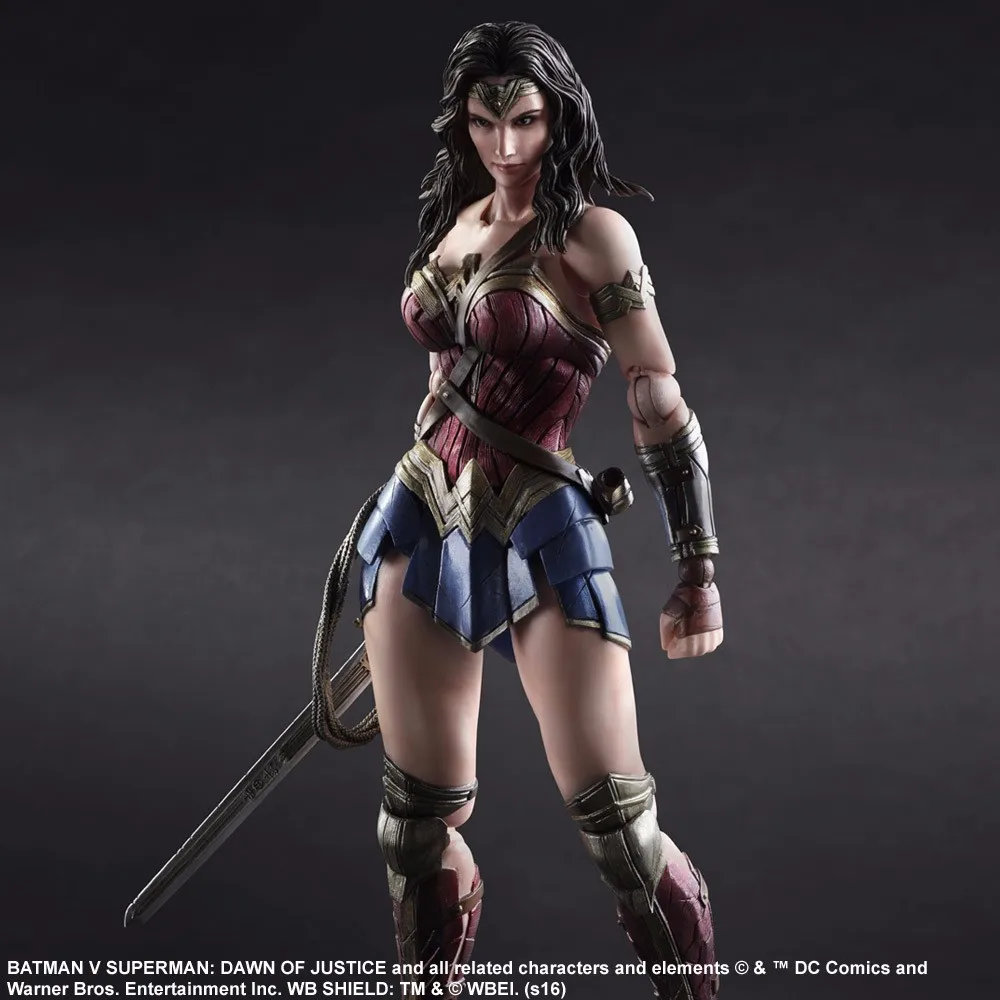 Play Arts Kai Wonder Woman Фигурки ПВХ игрушки Рассвет Справедливости 260 мм аниме фильм Супермен против Бэтмена Playarts Kai модель