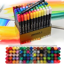 12 24 36 48 80 цветов художественная живопись набор мягких ручек-кистей с двойной головкой акварельные маркеры школьные принадлежности для раскрашивания