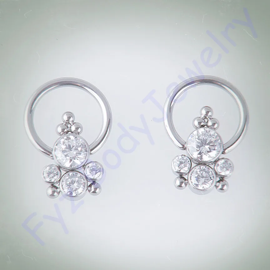 

G23 Titanium Bezel Set Clear CZ Ear Tragus Cartilalges Stud CBR Captive Ring Nipple Ring Piercing 16G Nose Ring Jewelry