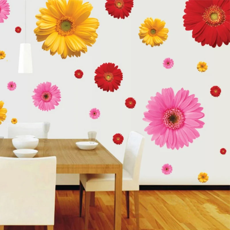 Daisy Wall Sticker Bedroom Wall Decal Flowers Decorative Combination