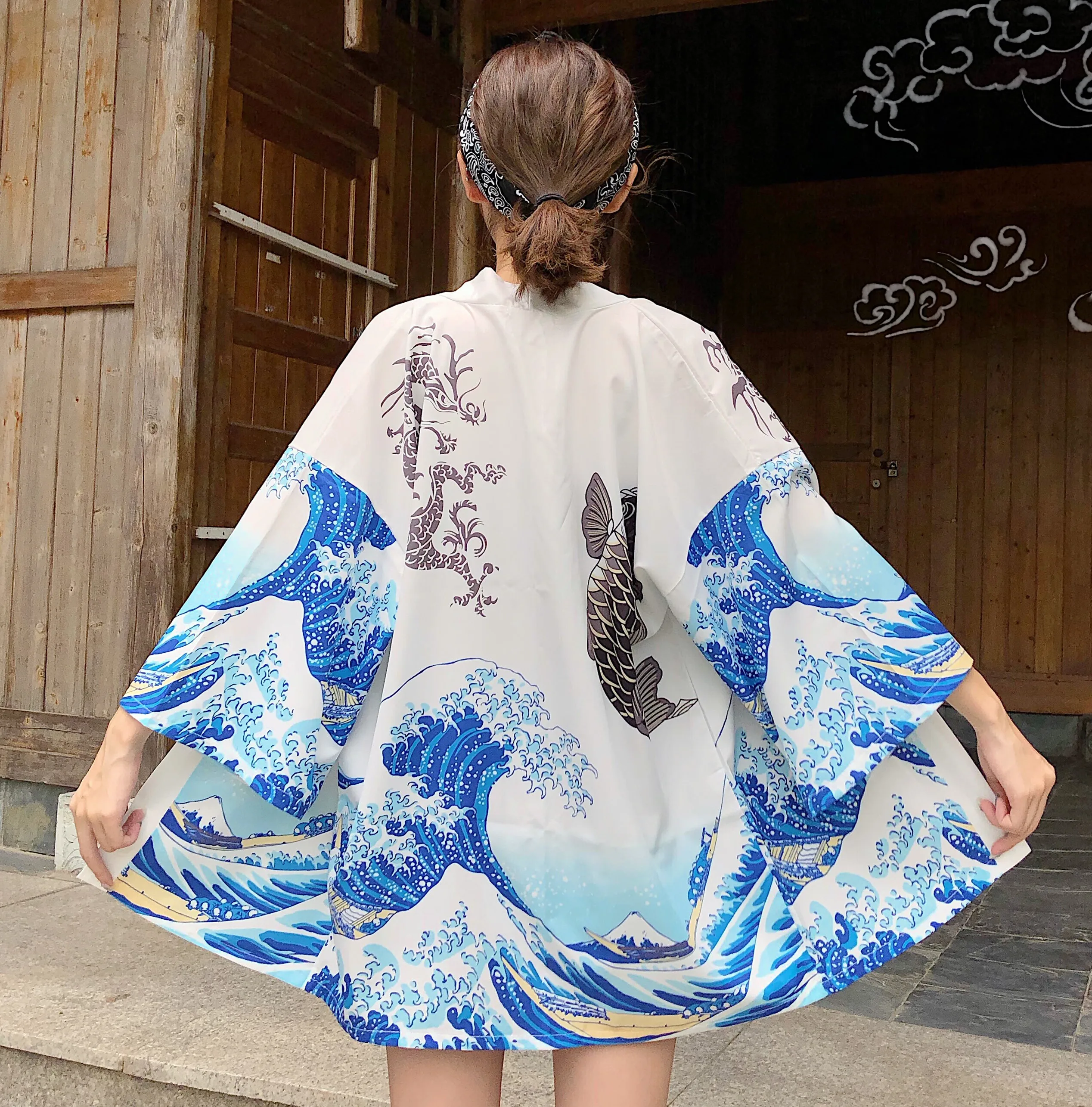 Винтажный Свободный Летний кардиган, рубашка для женщин, тонкие куртки типа кимоно, Солнцезащитная блуза, Традиционная японская юката хаори, косплей Топы