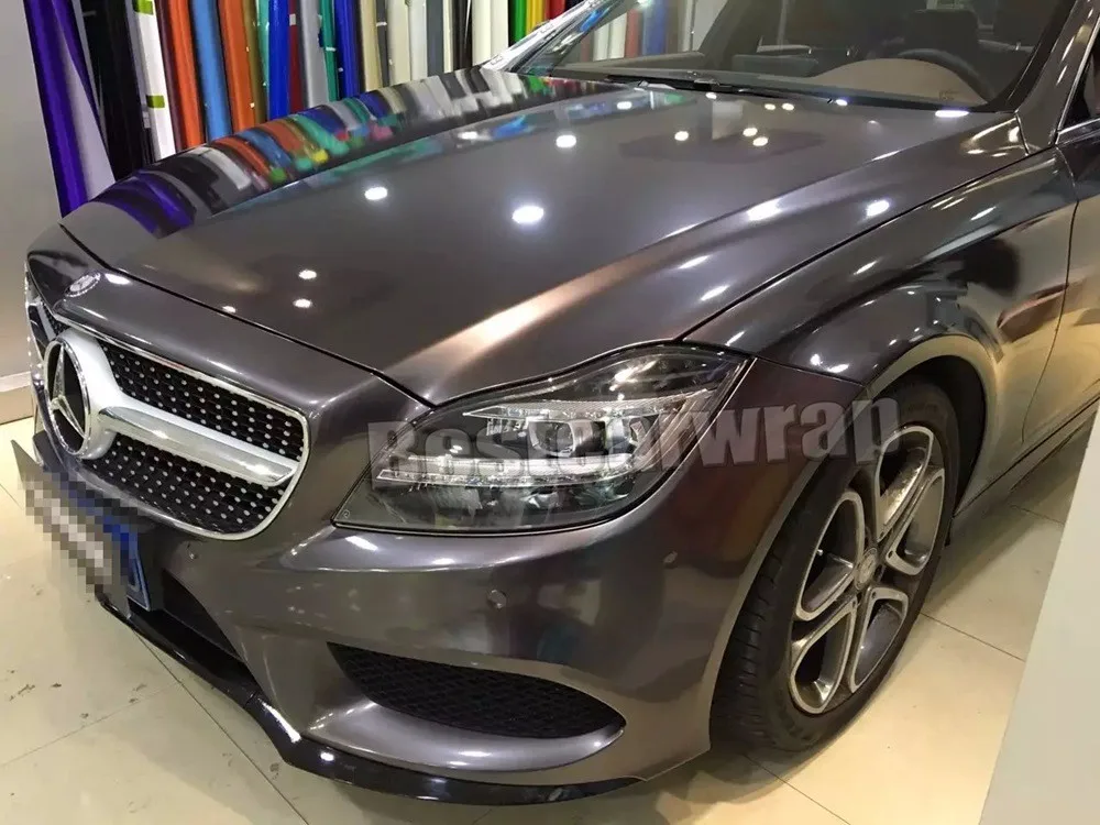 Dark grey gunmetal Glossy metallic car wrapping film mid night candy vhicle boat plane covering styling skin Foil 3m 1080 arlon Graphic (23)