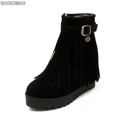 2018 г. Новые пикантные ботильоны с кисточками зимние женские ботинки обувь для девочек Обувь на высоком каблуке сапоги обувь на платформе