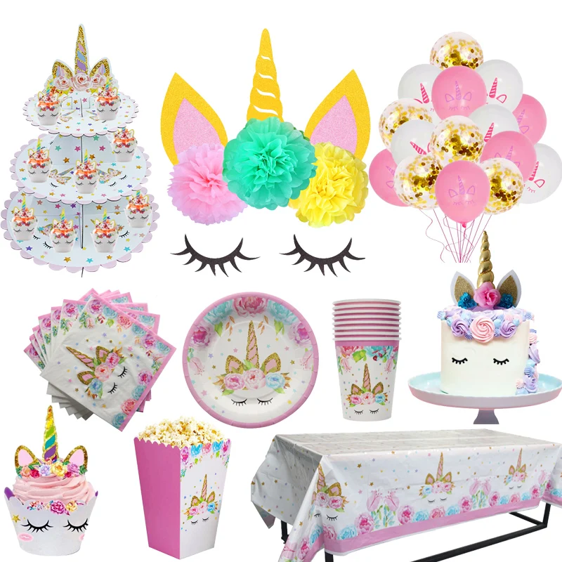 

MEIDDING Unicorn Party Disposable Tableware Decoration Birthday Party Paper Plate Kids Unicorn Party Baby Shower Gift Decor