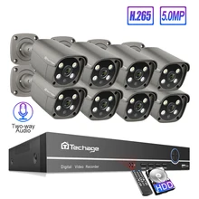 Techage 8CH 5MP POE NVR система безопасности камеры H.265 двухсторонняя