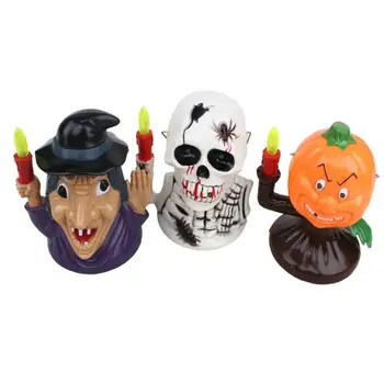 

Home Halloween Pumpkin Witch Skeleton Small Ornament Decor with Ghost Shout Light Halloween Desktop Figurines Home Bar el