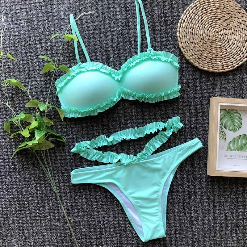 

Swimsuit Push Up Floral Bikini 2019 Mujer Women's Swimming Suit Solid Bikinis Swimwear Women Beachwear Bathing Suit Swimsuits
