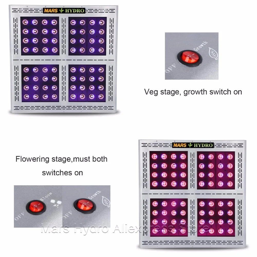 Mars Pro II 1600 Вт Светодиодный светильник для выращивания, полный спектр, Veg Flower Hydro+ 120x120x200 см, Крытый тент для выращивания растений