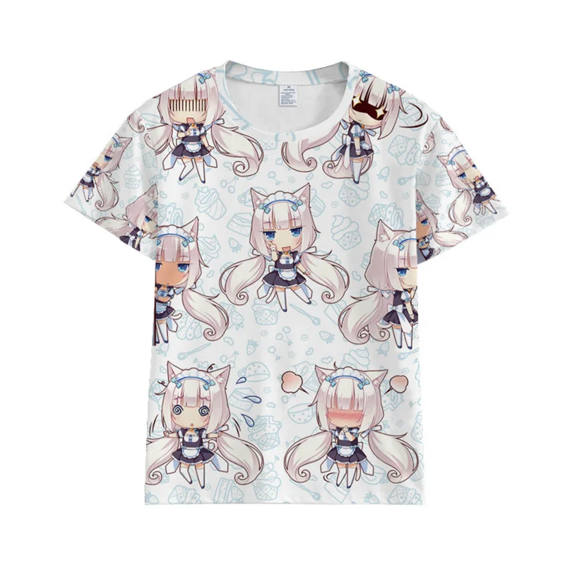 NEKOPARA/футболки с короткими рукавами с ванильным кокосовым принтом и рисунком клена, косплей костюм мужской и женский летний повседневный костюм