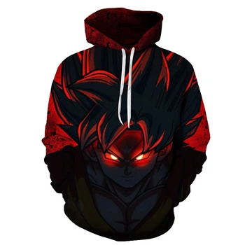 

New Hoodies Super Saiyan Red Goku Fighting together Hoodies Pullovers Men Women Long Sleeve Outerwear New Hoodies
