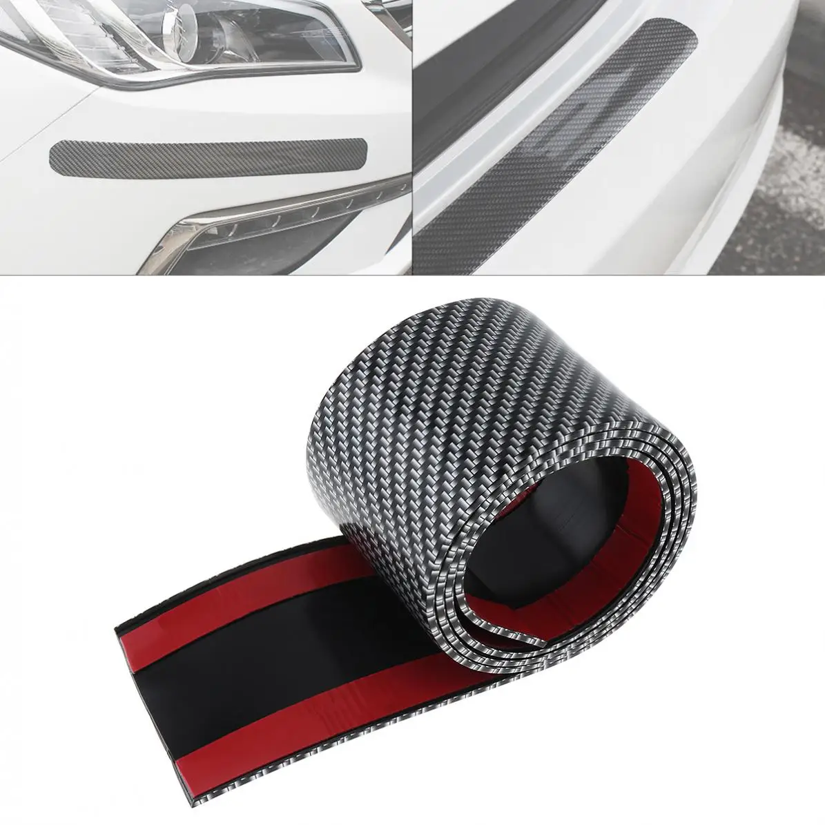 

Universal PVC Carbon Fiber 100CM x 7CM Car Door Pedal Bumper Anti Collision / Friction Protection Stickers
