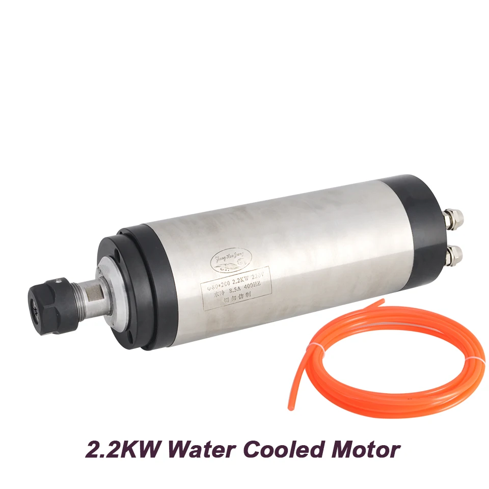 

2.2KW CNC Spindle 220V 110V Water Cooled Spindle Motor 80MM Diameter ER20 Collet Milling Motor Machine With 5M Water Tube