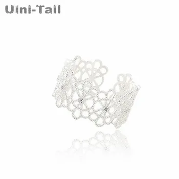 

Uini-Tail hot new 925 sterling silver wide lace lace ring romantic lady wild ring Korea hollow pattern sexy trend jewelry GN715