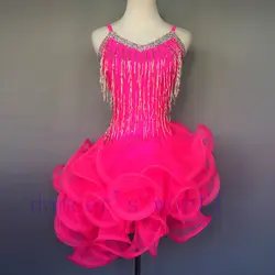 Новый стиль латинский Танцевальный костюм сексуальная спандекс кисточкой латинские танцы платье для женщин танцевальная конкурс платья