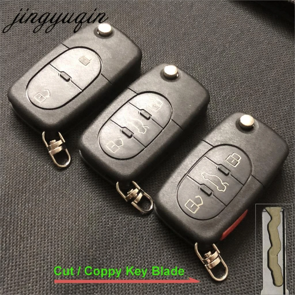 Jingyuqin de corte de 2/3/4 botones, de llave de coche, carcasa Fob para Audi TT A4 A6 A8 Quattro, copia en blanco, soporte CR1620|Llave de coche| - AliExpress