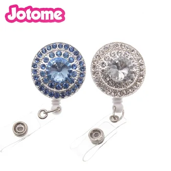 

lanyards Nurse brooch medical Retractable Badge Reel student Crystal Clear Rhinestone Round Button ID Badge Holder