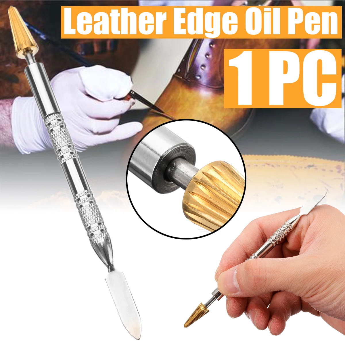 Dual Head Copper Pen Head Leather Edge Oil Dye Painting Pen Applicator Speedy Paint Roller Tool for DIY Leather Craft Tools