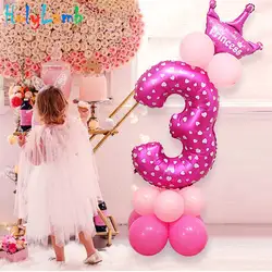32-дюймовый воздушный шар в форме цифры детское платье для дня рождения с рисунком надувной детский День рождения украшения вечерние шляпа