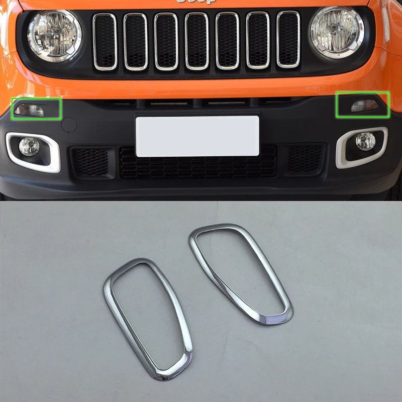 

2016 ABS Chrome Front reflector trim 2pcs Car Styling Accessories For JEEP 2016 Renegade