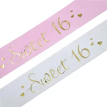 White Pink Sweet 16 Princess Birthday Sash Girls 16th Birthday Party Decoration Supplies Favor Gifts