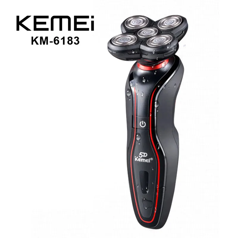 KEMEI KM-6183 моющаяся 5 головок перезаряжаемая бритва с тройным лезвием электрическая бритва для мужчин уход за лицом 5D плавающая бритва