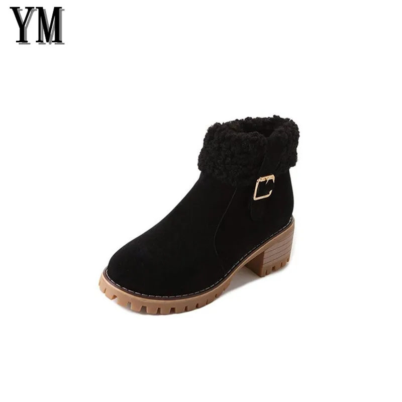 Grueso Beige Mujer Calzado Marca Zapatos Tobillo Tacón Nieve Botas negro Mujeres Invierno De Tamaño 018 35 La Plataforma Piel 39 Las Negro RFwORSqg