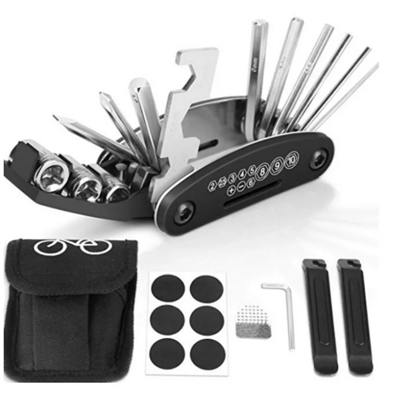 cheap Multifunction Bicycle Tool Set 16 in 1 Tools Kit Tire Repair Kits Puncture Patches Wrench Screwdriver Helper Combination RR7072